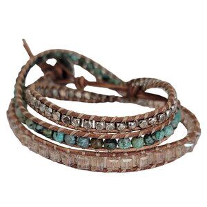 Victoria Emerson Square AB Bead Wrap Bracelet 25” Long, K149